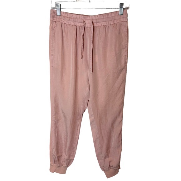 Veronica Beard Joggers Womens Chambray Elastic High Rise Pockets Stretch Pink 8 - Picture 2 of 10